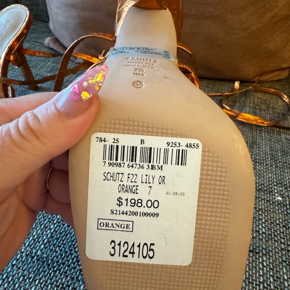 BNWT Schutz strappy sandals in tangerine. - Picture 3 of 3